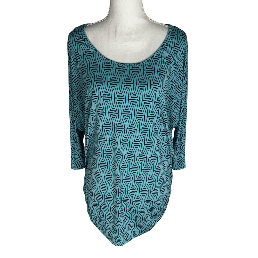 41 Hawthorn Stitch Fix Size LARGE Berneen Dolman Sleeve Blouse Teal Stretch